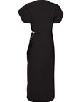 Wrap Over Cut Out Shirred Chain Detail Dress Black - 4