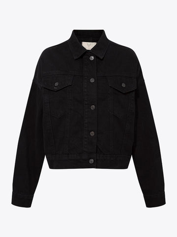 Jean Jacket with Accessory Detail on the Back Black  - Porterist 1