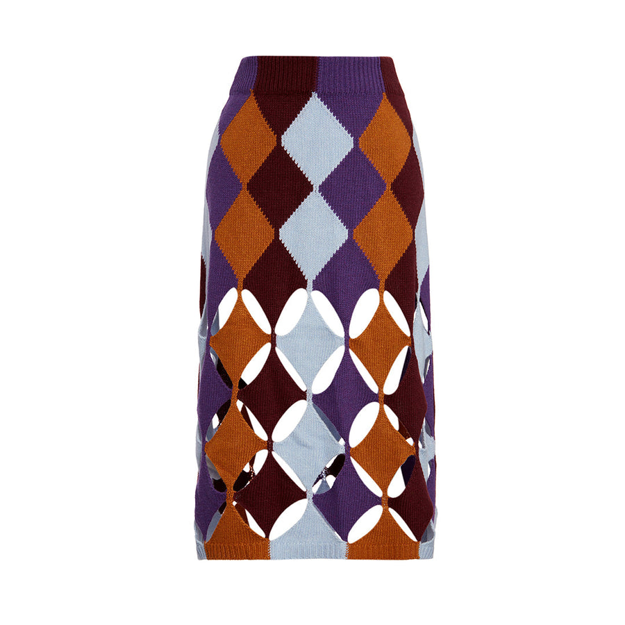 Ginger Wool & Cashmere Blue Colored Skirt With Diamond