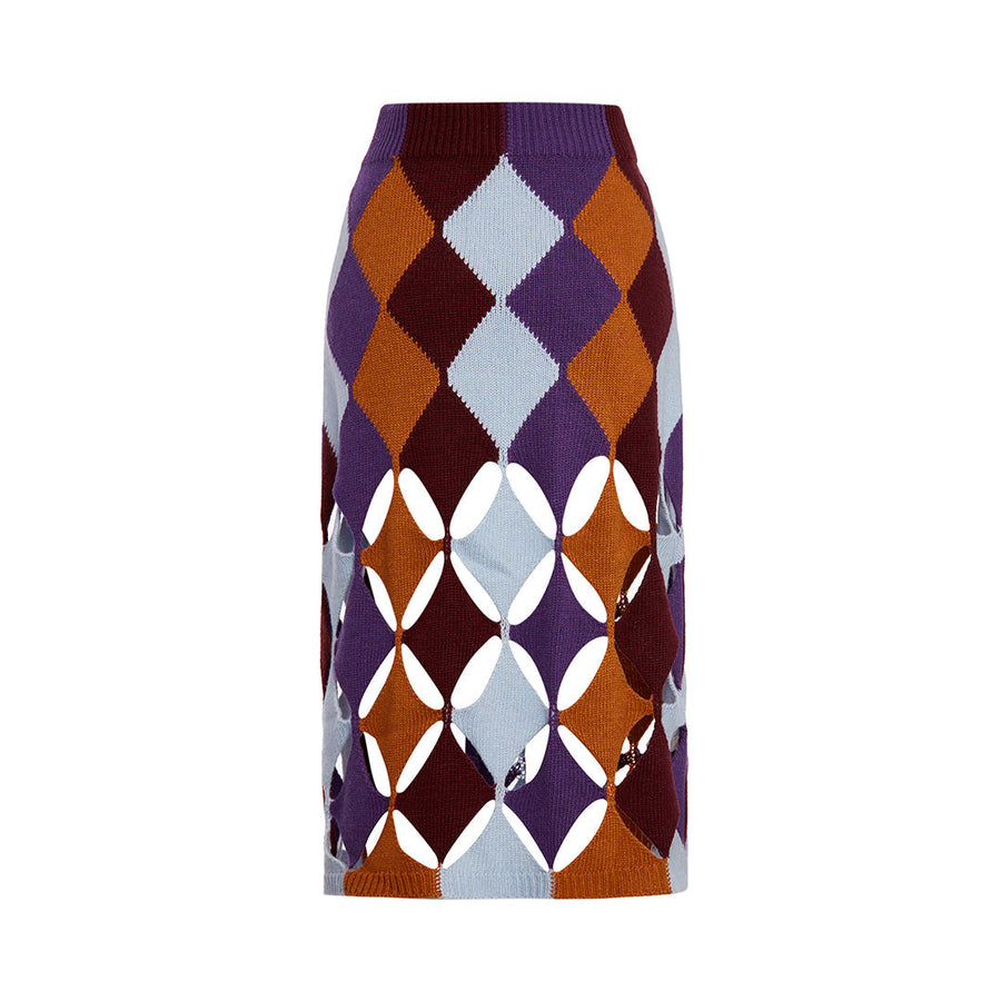 Ginger Wool & Cashmere Blue Colored Skirt With Diamond