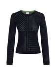 Wool & Silk Martha Openwork Crew - neck Black Sweater