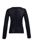 Wool & Silk Martha Openwork Crew - neck Black Sweater