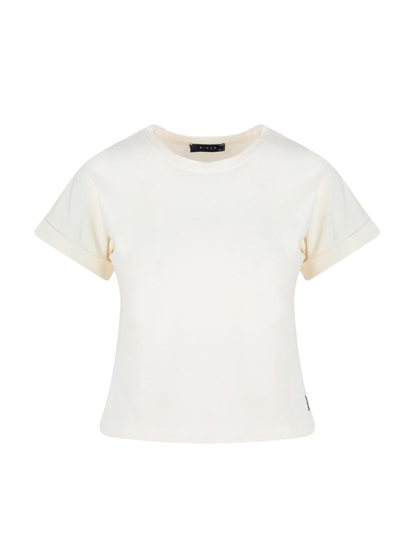 Crew Neck Basic T-Shirt - Ecru