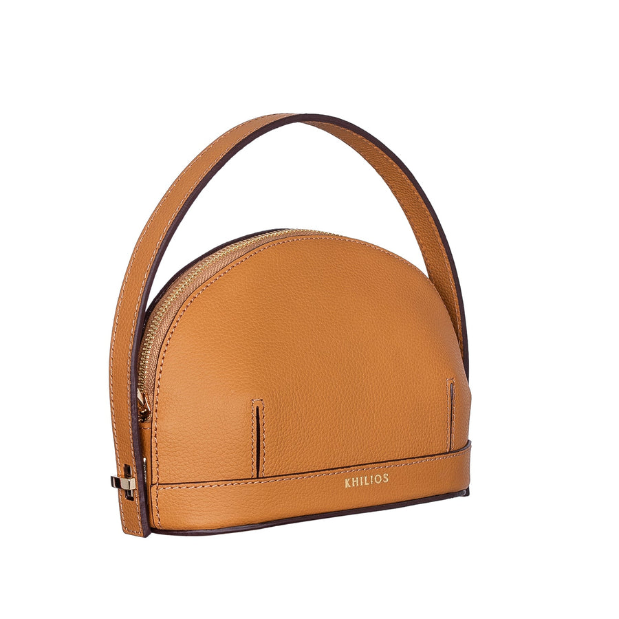 Audrey Camel Mini Leather Handbag | Porterist