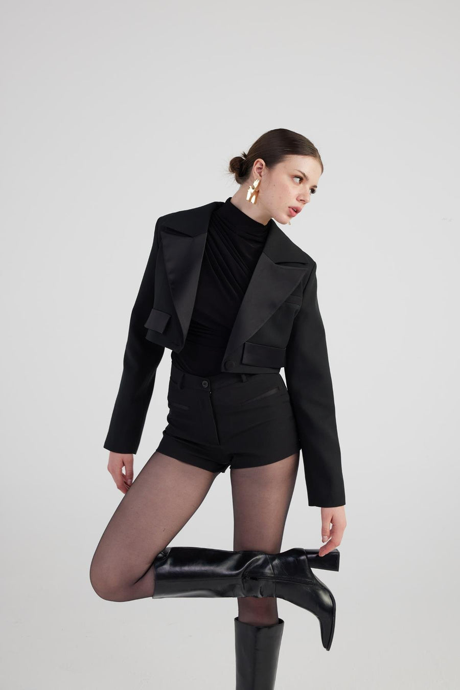 Camila Crop Blazer Jacket Black