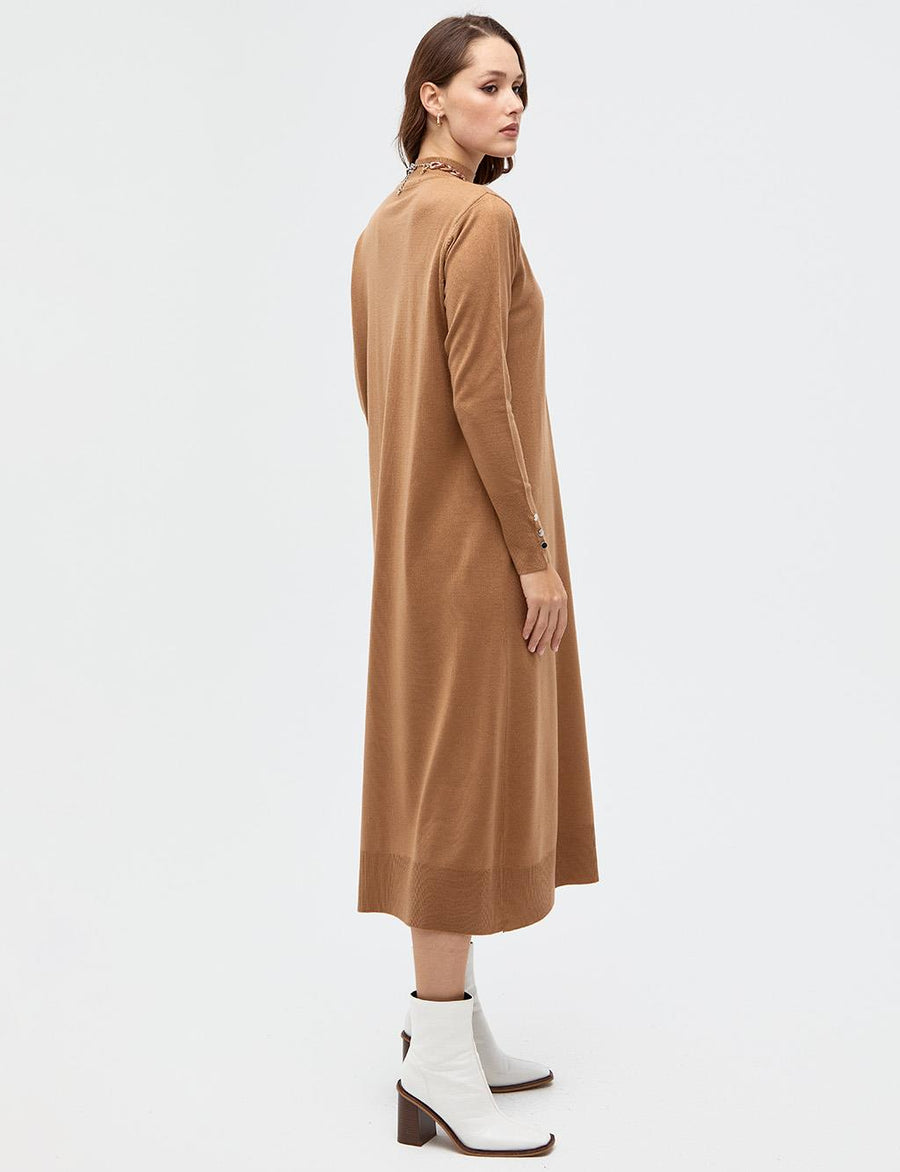 Half Turtleneck Knitwear Dress Beige