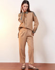 High Waist Ironed Trousers Milk Brown