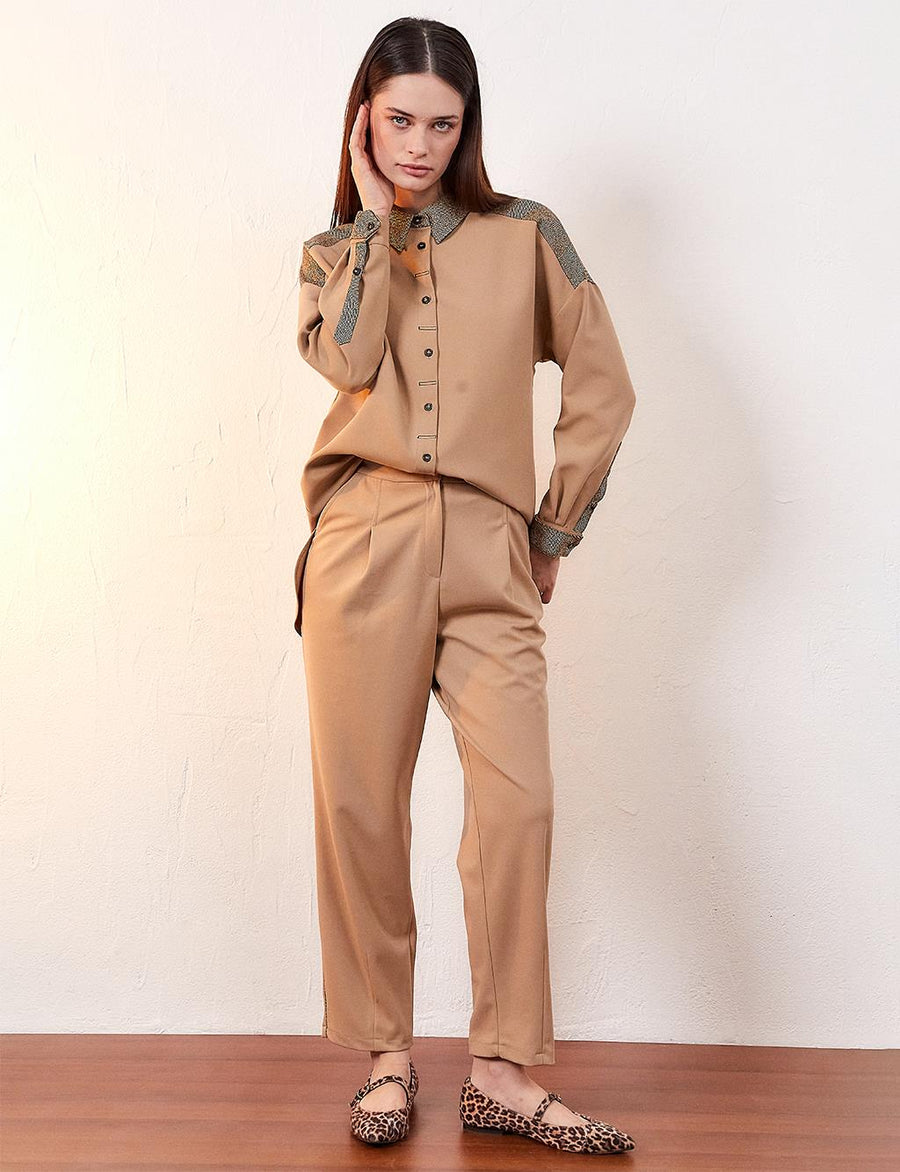 High Waist Ironed Trousers Milk Brown