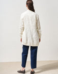 Stone Embroidered Relief Pattern Jacket Ecru