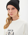 Slogan Embroidered Sweat Ecru