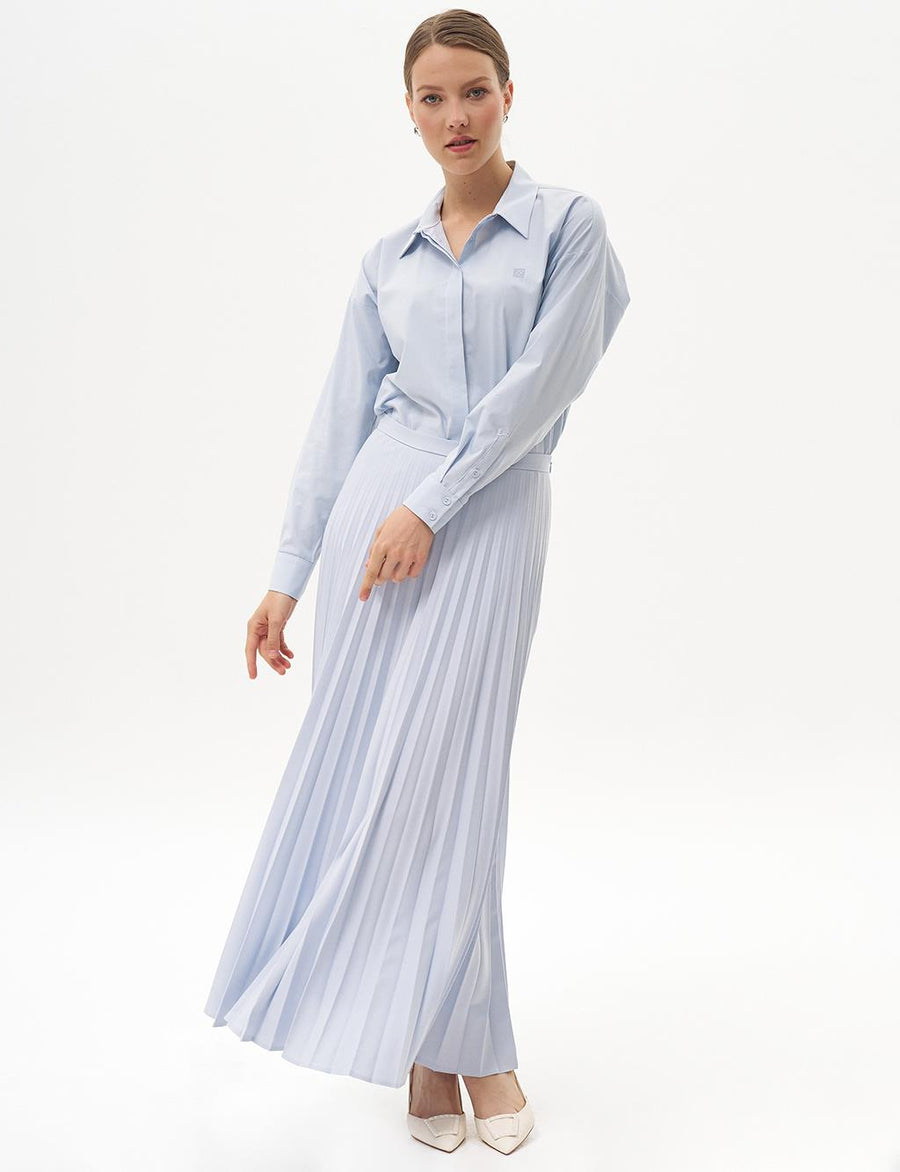 Basic Pleated Skirt Blue