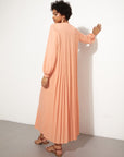 Back Pleated Peach Long Dress