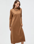 Half Turtleneck Knitwear Dress Beige