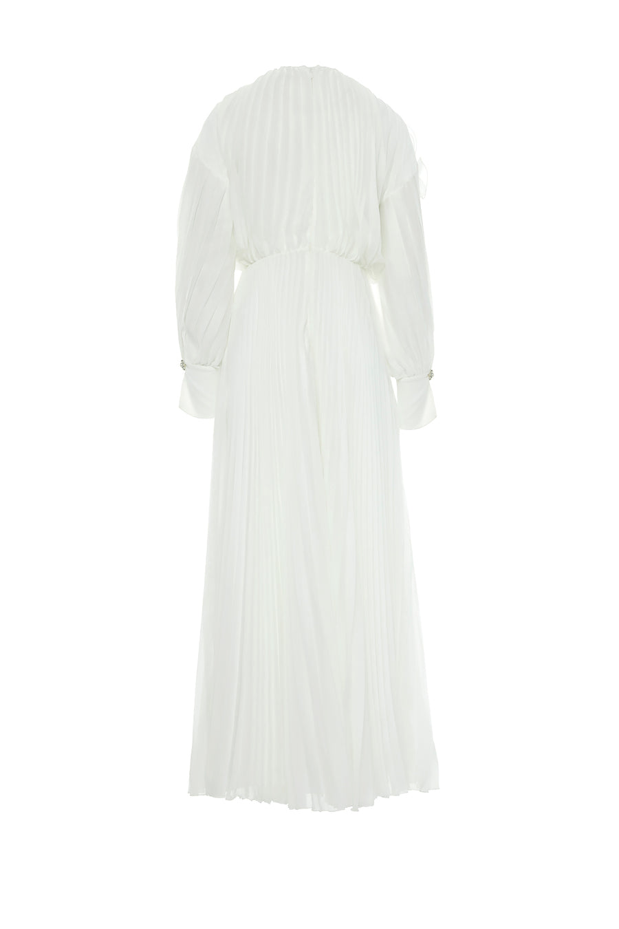 Balloon Sleeve Detailed Long Chiffon Ecru Dress Fınal Item - Porterist 3
