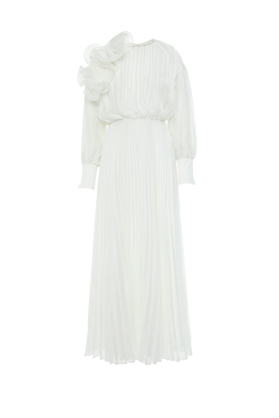 Balloon Sleeve Detailed Long Chiffon Ecru Dress Fınal Item - Porterist 1