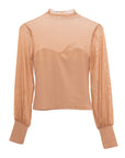 Dark Beige Balloon Sleeve Transparent Detailed Blouse  - Porterist 2