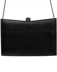 Barb Black Leather Hand Bag With Removable Shoulder Handle