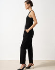 Elastic Waist Carrot Trousers Black