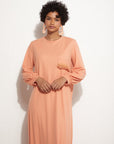 Back Pleated Peach Long Dress