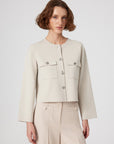 Mısırlı 1951 Beige Buttoned Pocket Detailed Short Women's Jacket  - Porterist 4