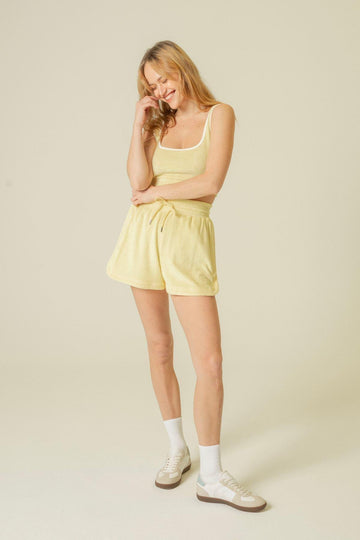 Yellow Terry Shorts with Elasticated Waist Porterist - 1