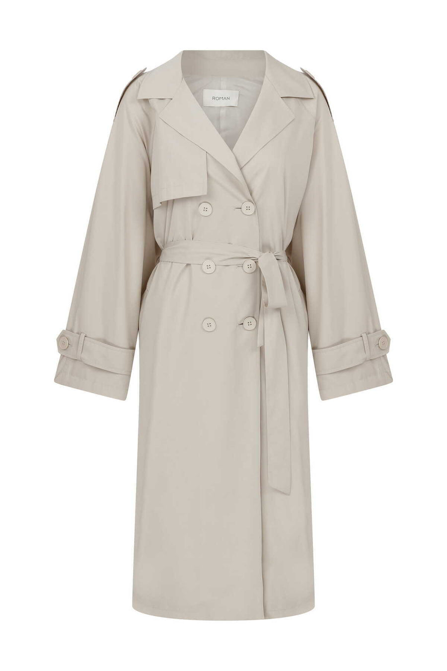 Women's Trench Coat Stone with Waist Ties  - Porterist 4