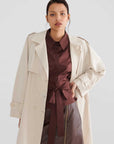 Women's Trench Coat Stone with Waist Ties  - Porterist 3