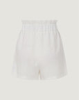 Mini Shorts with Ruffle Waist and Elastic Pockets - Ecru