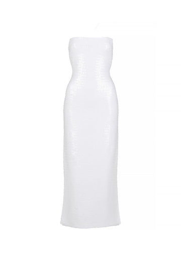 White Snowy Midi Sequin Dress  - Porterist 1