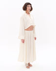 White Tencel Skirt With Elasticated Waist  - Porterist 5