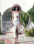 White z Detailed Long Strapless Dress | Porterist