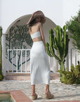 White z Detailed Long Strapless Dress | Porterist