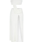 White z Detailed Long Strapless Dress | Porterist