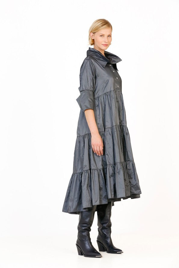 Ruched Taffeta Dress Anthracite  - Porterist 4