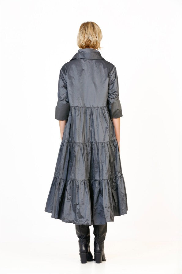 Ruched Taffeta Dress Anthracite  - Porterist 6