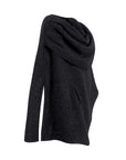 Neck Collar Boucle Merino Jacket Coat - Black