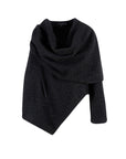 Neck Collar Boucle Merino Jacket Coat - Black