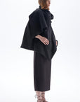 Neck Collar Boucle Merino Jacket Coat - Black