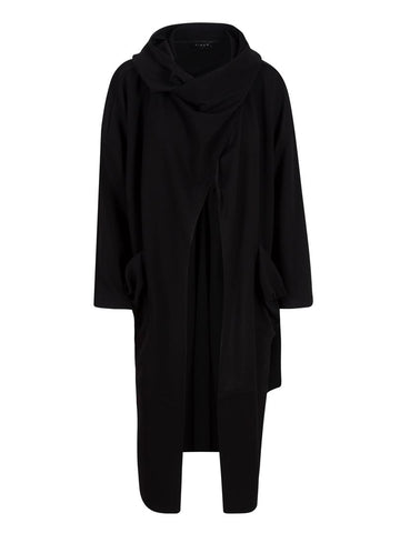 Long Pocket Cardigan Jacket with Neck Brace Black  - Porterist 1