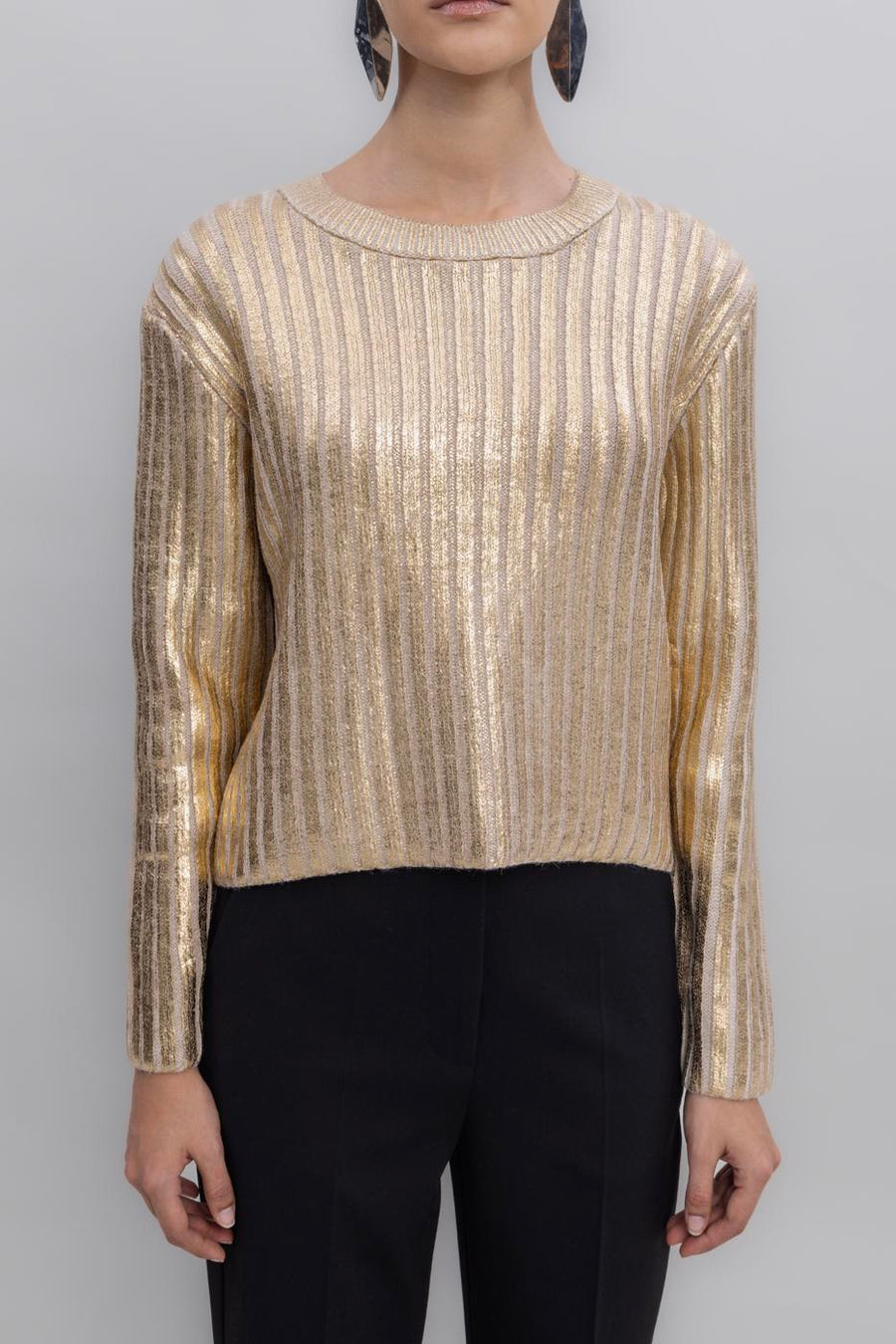Beige Foil Printed Sweater  - Porterist 4