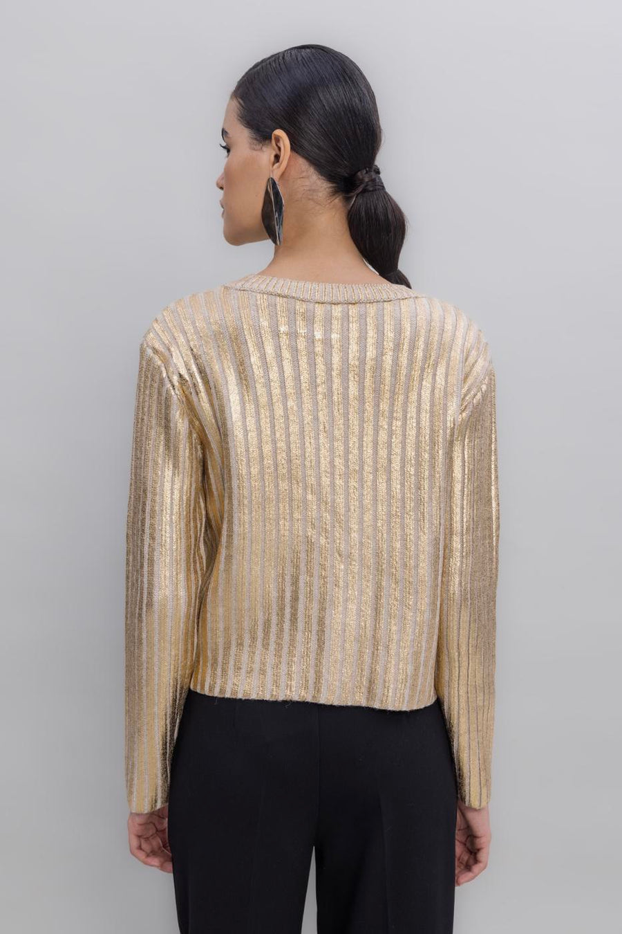 Beige Foil Printed Sweater
