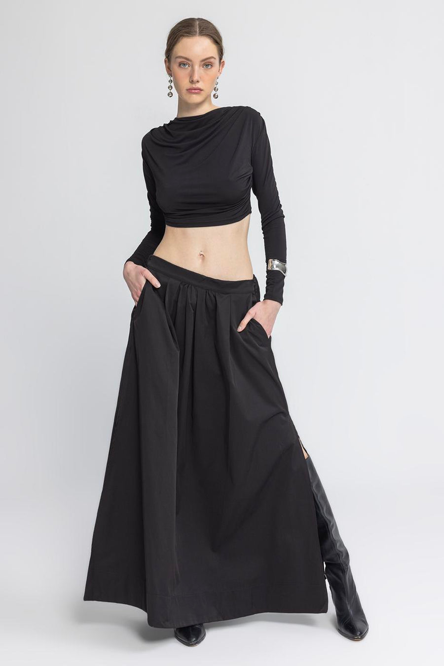 BSL Black Ruffled Maxi Skirt  - Porterist 3