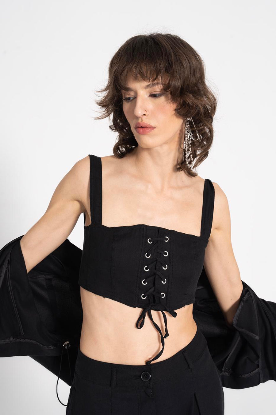 Black Strappy Crop Bustier  - Porterist 3