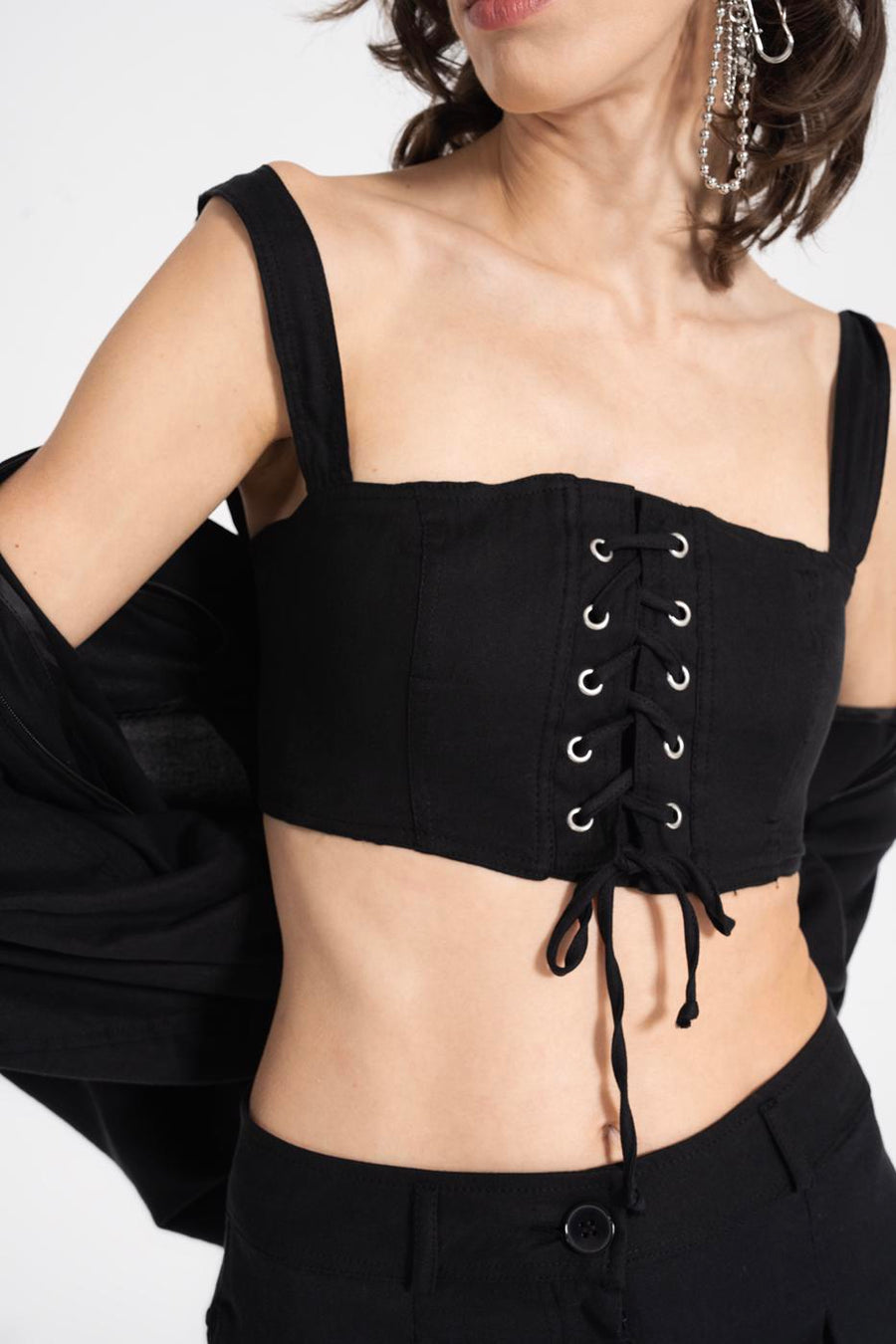 Black Strappy Crop Bustier  - Porterist 4