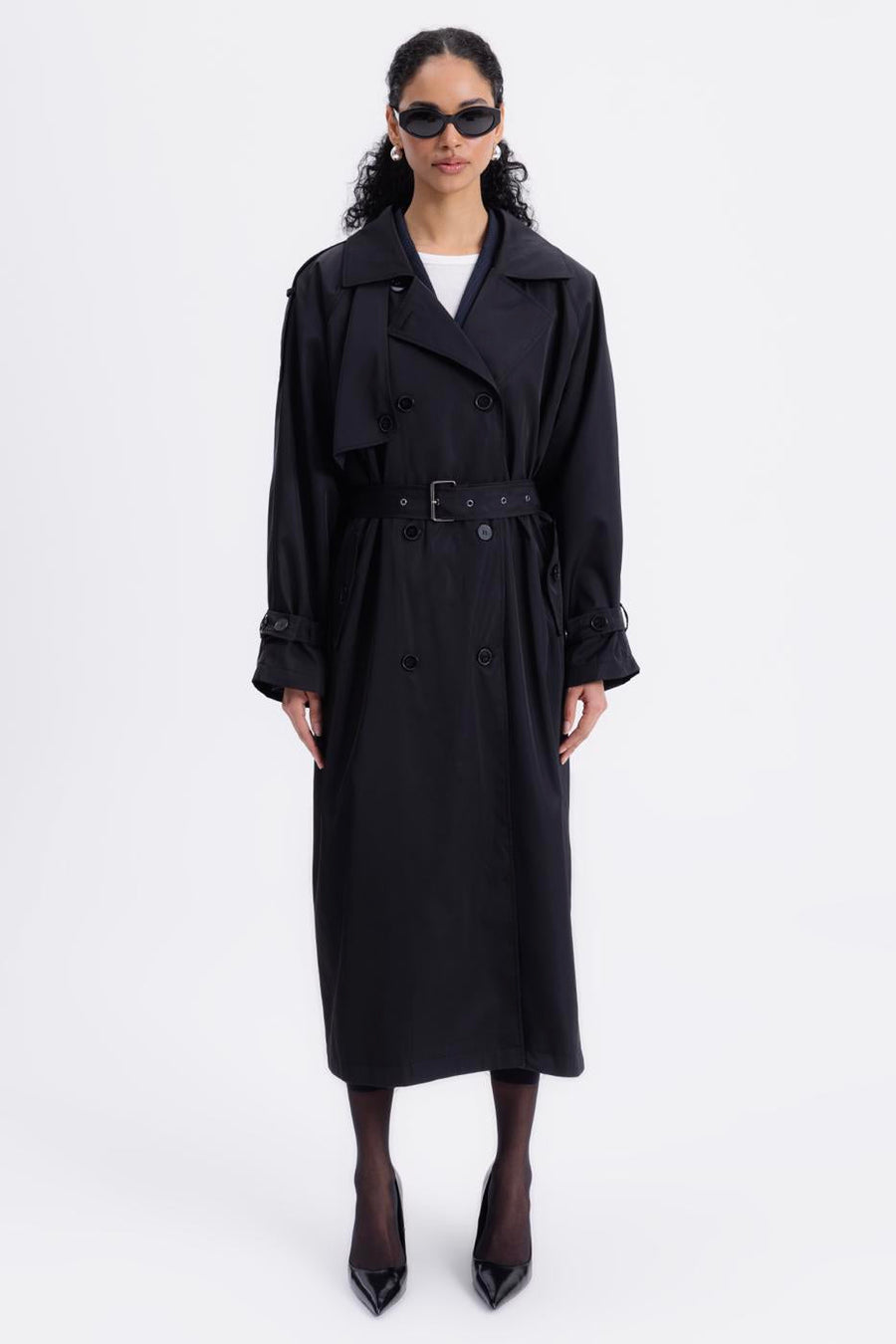 Black Waterproof Oversized Lined Trench Coat  - Porterist 1