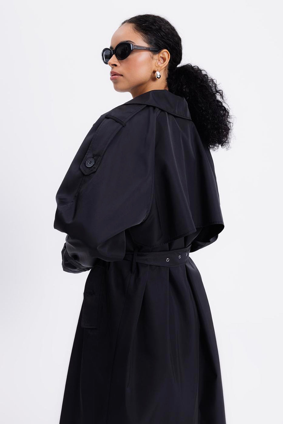 Black Waterproof Oversized Lined Trench Coat  - Porterist 2