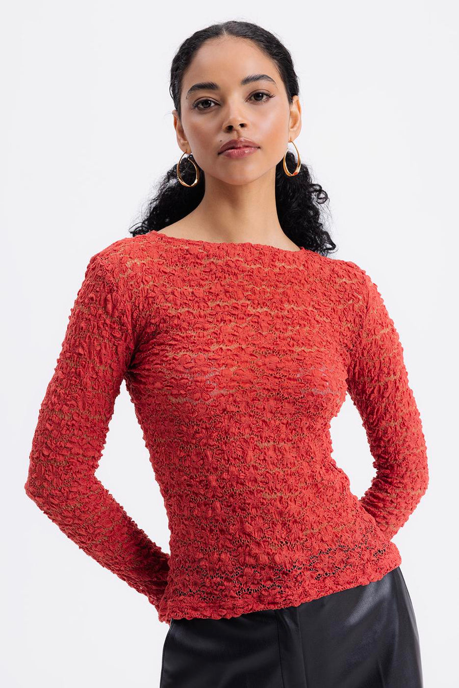 Coral Tulle Lace Top  - Porterist 2