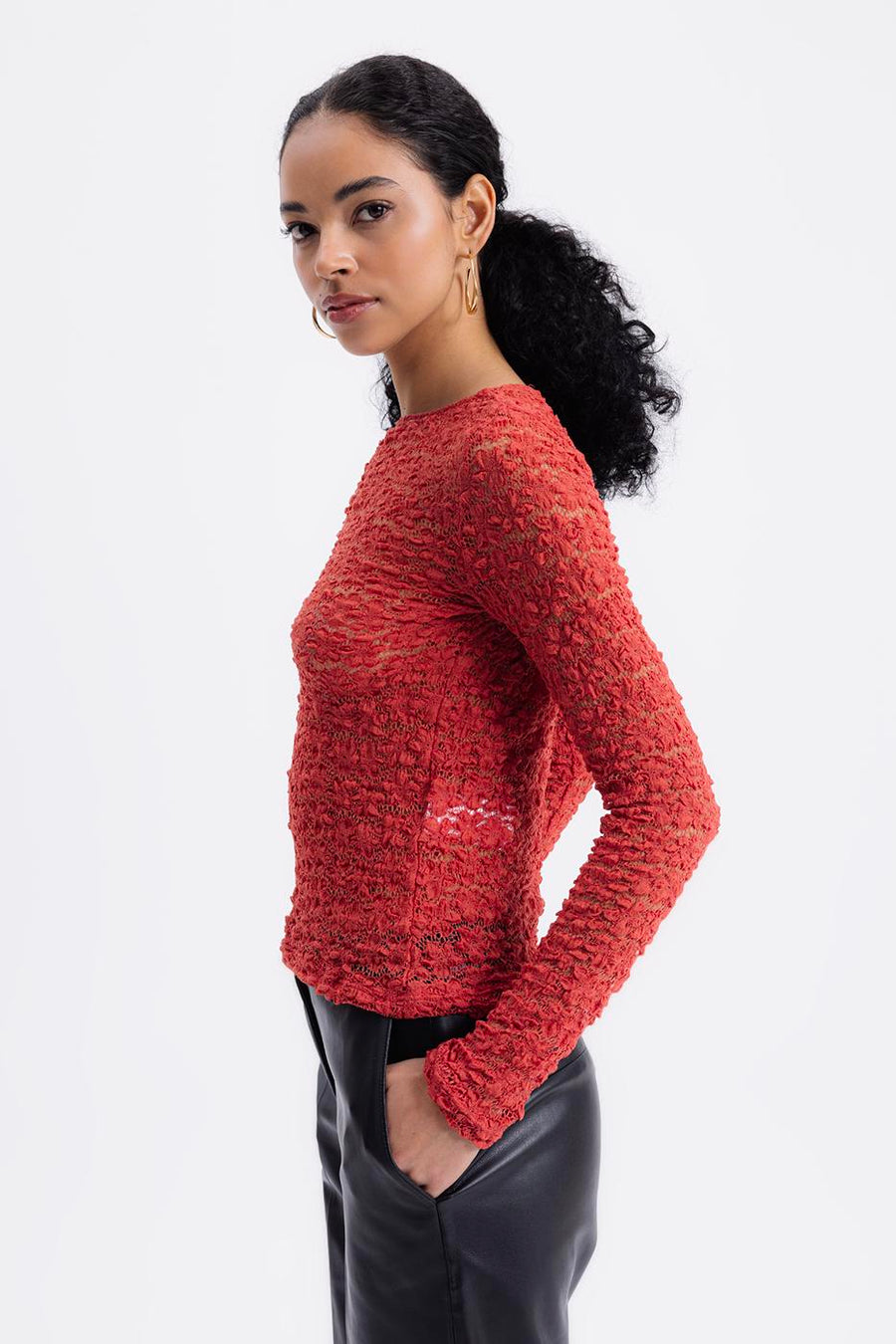Coral Tulle Lace Top  - Porterist 3