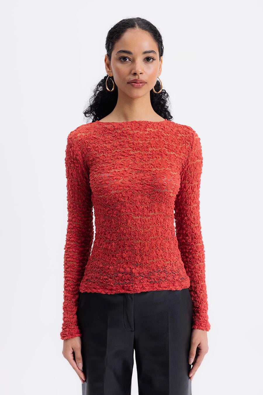 Coral Tulle Lace Top  - Porterist 4