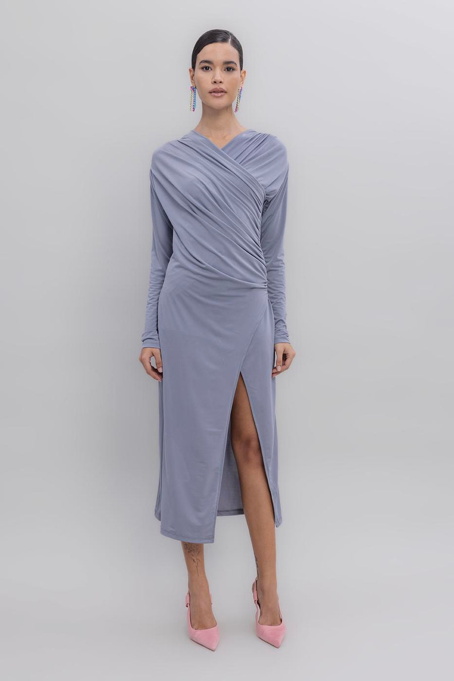 Gray Cros Collar Midi Dres  - Porterist 3